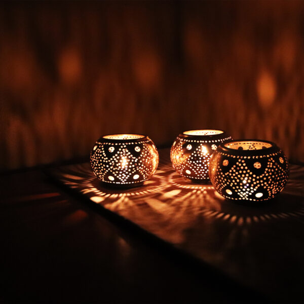 Moroccan table brass candle holder